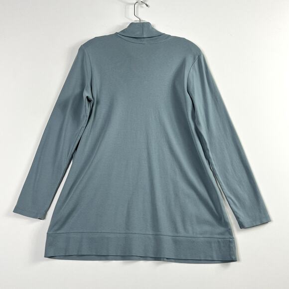 J Jill Long Sleeve Perfect Pima Turtleneck Tunic Pockets Blue Womens Medium - Picture 6 of 12